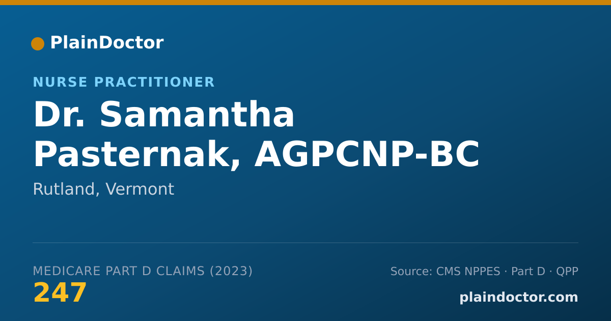 Shareable card for Samantha Pasternak, AGPCNP-BC - Nurse Practitioner, Rutland, VT