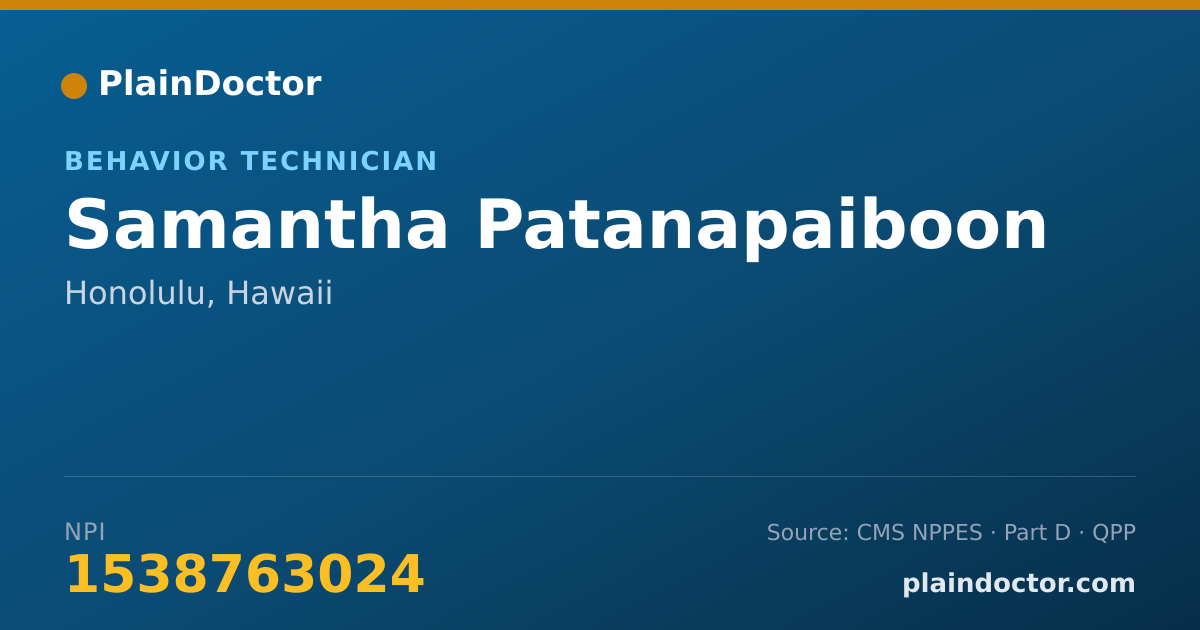 Shareable card for Samantha Patanapaiboon - Behavior Technician, Honolulu, HI