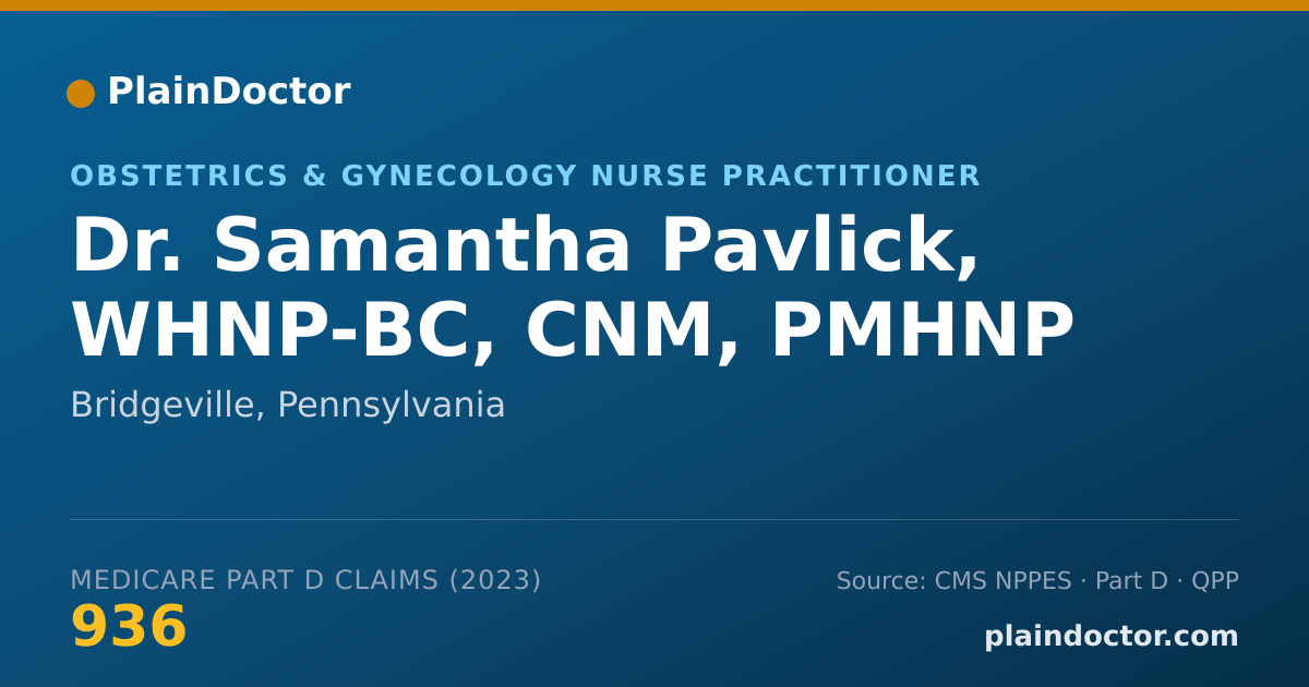 Shareable card for Samantha Pavlick, WHNP-BC, CNM, PMHNP - Obstetrics & Gynecology Nurse Practitioner, Bridgeville, PA