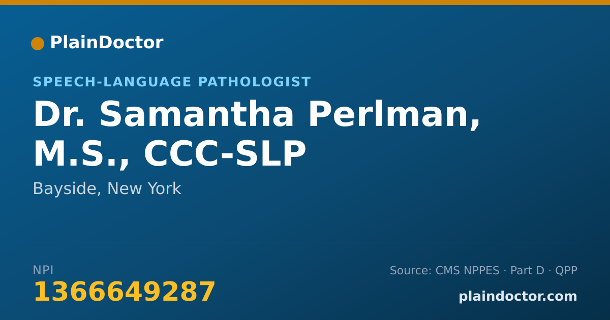 Shareable card for Samantha Perlman, M.S., CCC-SLP - Speech-Language Pathologist, Bayside, NY