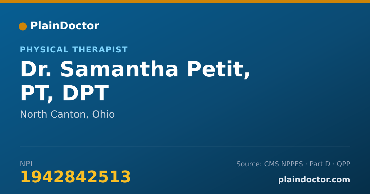 Shareable card for Samantha Petit, PT, DPT - Physical Therapist, North Canton, OH