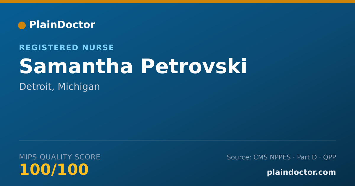 Shareable card for Samantha Petrovski - Registered Nurse, Detroit, MI