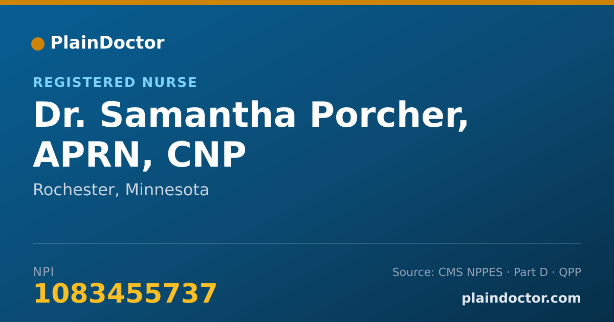 Shareable card for Samantha Porcher, APRN, CNP - Registered Nurse, Rochester, MN