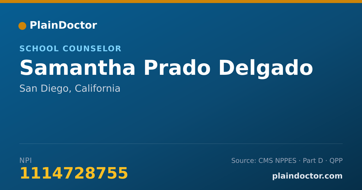 Shareable card for Samantha Prado Delgado - School Counselor, San Diego, CA