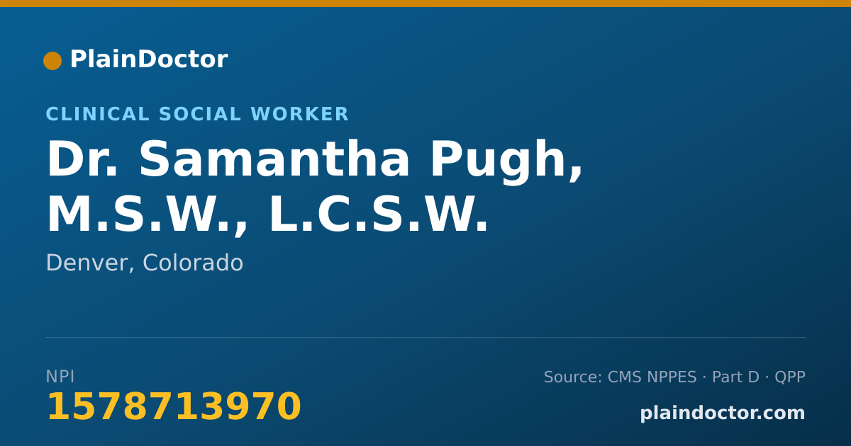 Shareable card for Samantha Pugh, M.S.W., L.C.S.W. - Clinical Social Worker, Denver, CO
