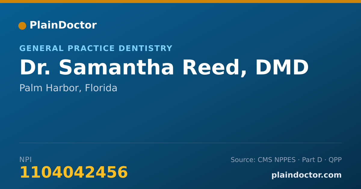 Shareable card for Samantha Reed, DMD - General Practice Dentistry, Palm Harbor, FL