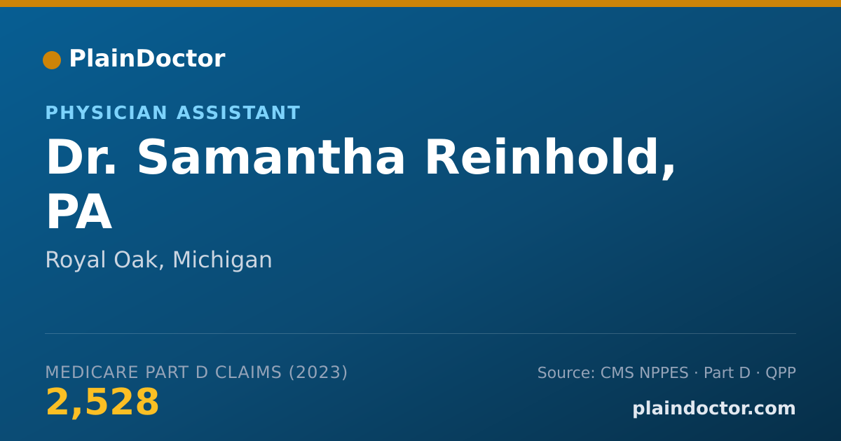 Shareable card for Samantha Reinhold, PA - Physician Assistant, Royal Oak, MI