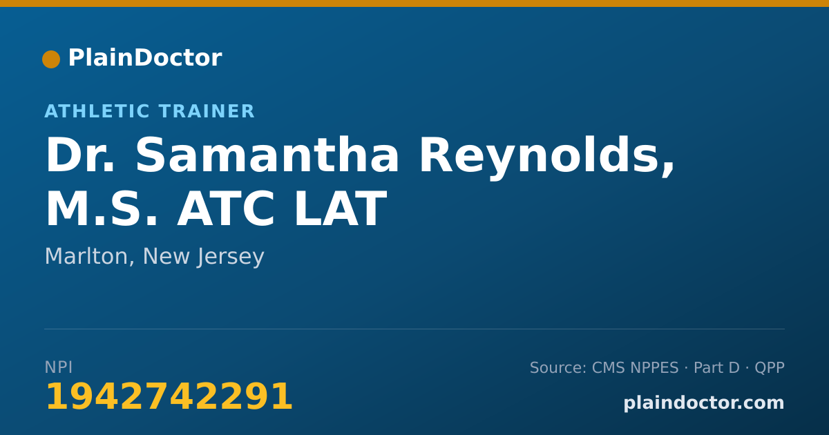 Shareable card for Samantha Reynolds, M.S. ATC LAT - Athletic Trainer, Marlton, NJ