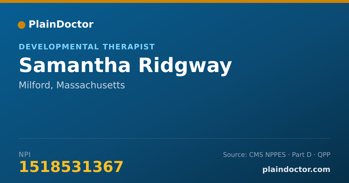 Shareable card for Samantha Ridgway - Developmental Therapist, Milford, MA