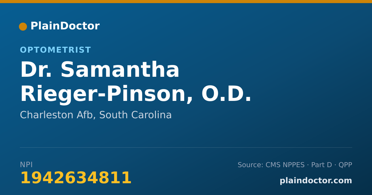 Shareable card for Samantha Rieger-Pinson, O.D. - Optometrist, Charleston Afb, SC