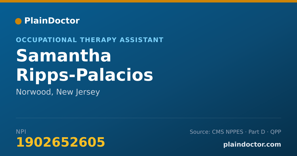 Shareable card for Samantha Ripps-Palacios - Occupational Therapy Assistant, Norwood, NJ