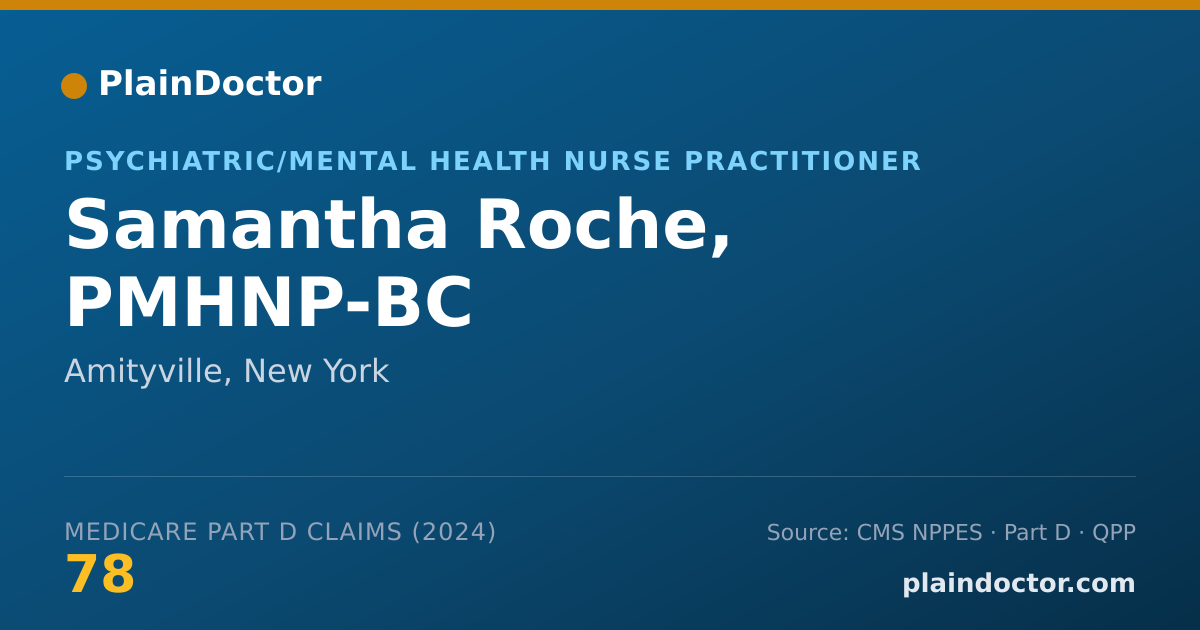 Shareable card for Samantha Roche, PMHNP-BC - Psychiatric/Mental Health Nurse Practitioner, Amityville, NY
