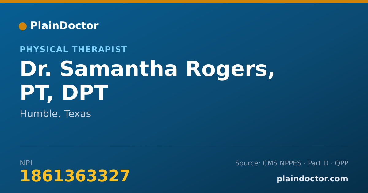 Shareable card for Samantha Rogers, PT, DPT - Physical Therapist, Humble, TX