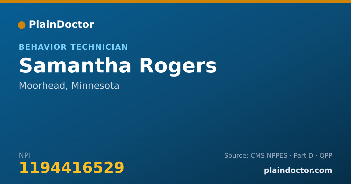 Shareable card for Samantha Rogers - Behavior Technician, Moorhead, MN