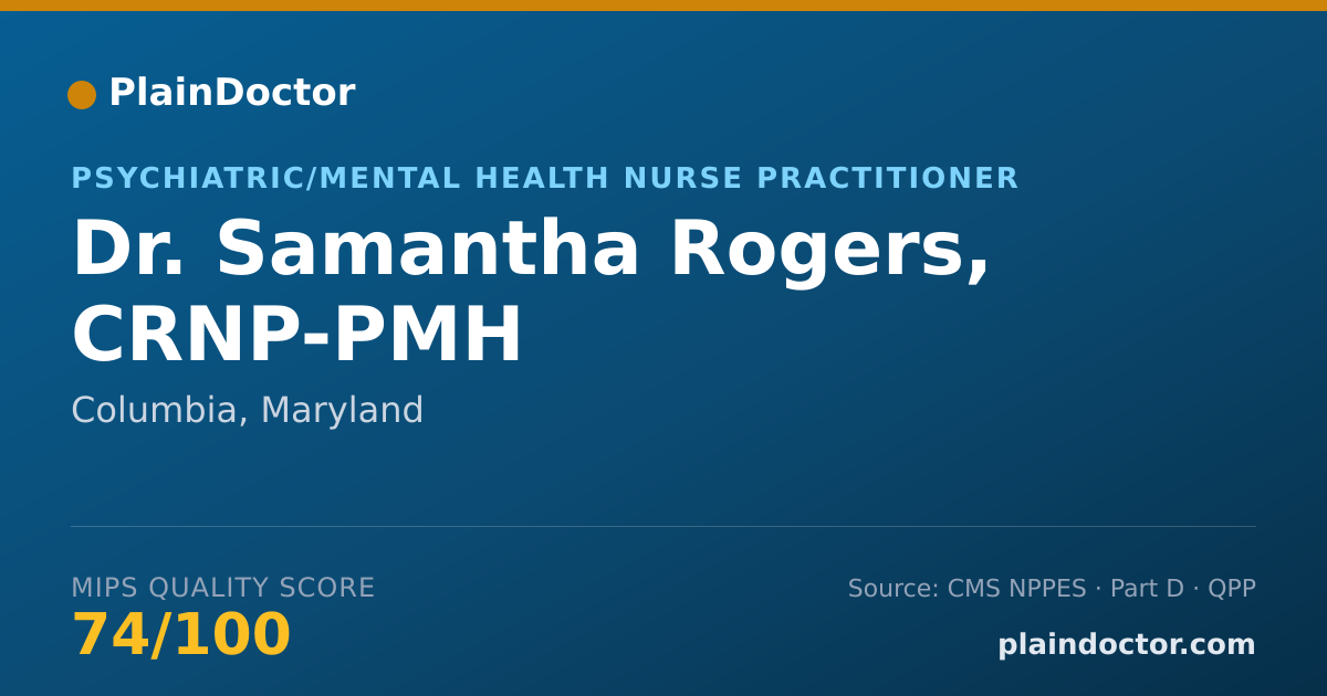 Shareable card for Samantha Rogers, CRNP-PMH - Psychiatric/Mental Health Nurse Practitioner, Columbia, MD