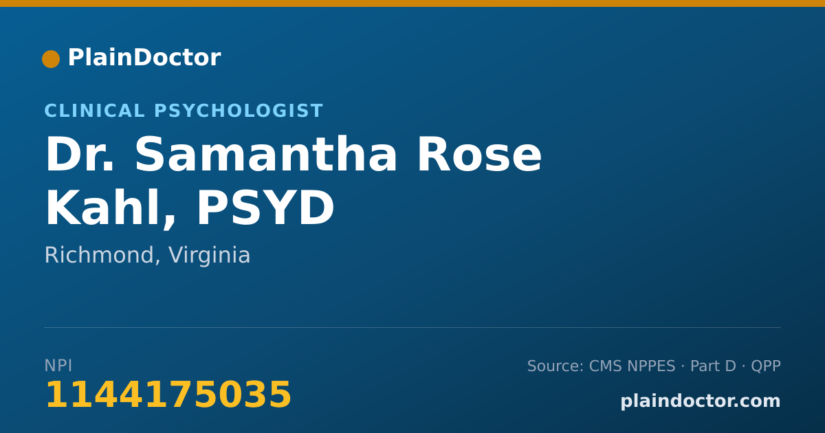 Shareable card for Samantha Rose Kahl, PSYD - Clinical Psychologist, Richmond, VA