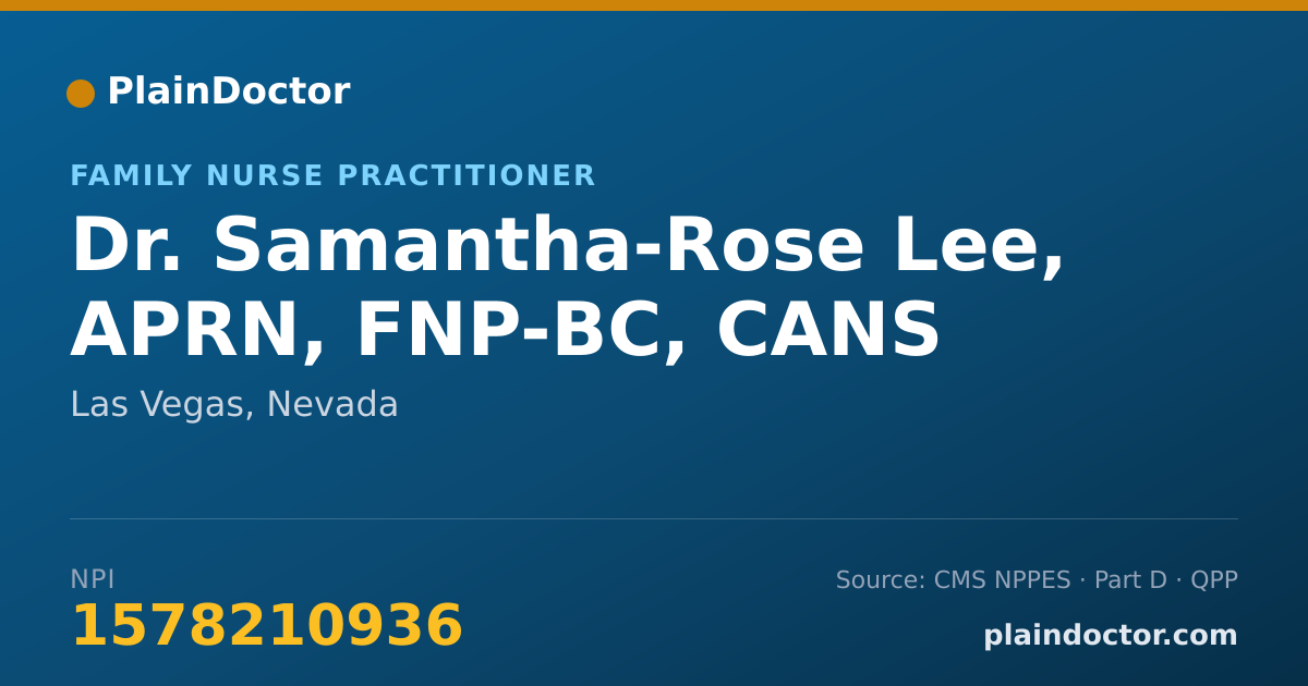 Shareable card for Samantha-Rose Lee, APRN, FNP-BC, CANS - Family Nurse Practitioner, Las Vegas, NV
