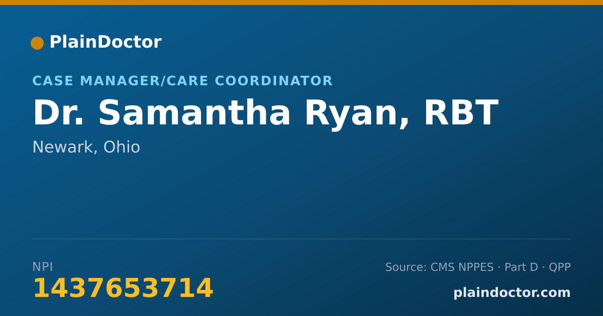 Shareable card for Samantha Ryan, RBT - Case Manager/Care Coordinator, Newark, OH