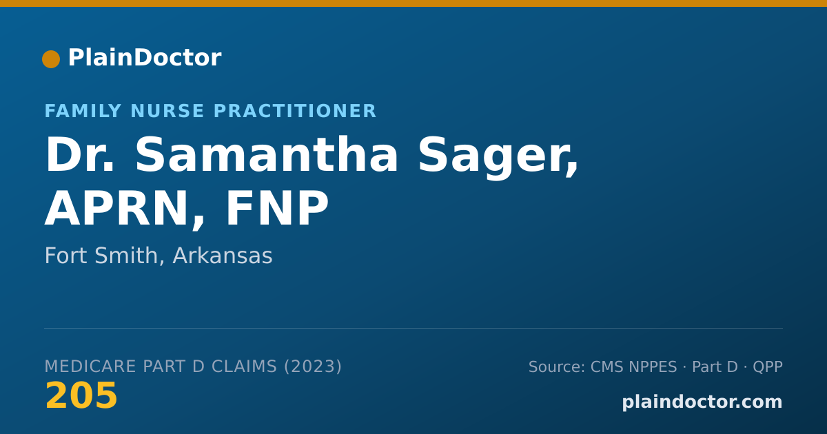 Shareable card for Samantha Sager, APRN, FNP - Family Nurse Practitioner, Fort Smith, AR