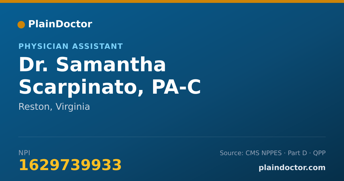 Shareable card for Samantha Scarpinato, PA-C - Physician Assistant, Reston, VA