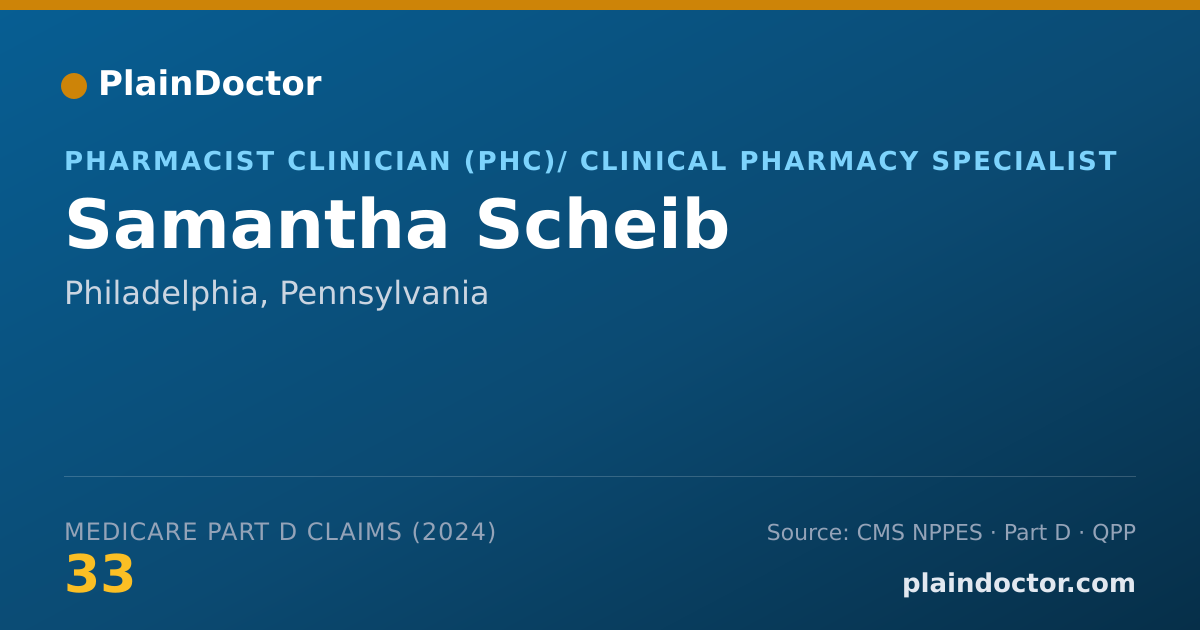 Shareable card for Samantha Scheib - Pharmacist Clinician (PhC)/ Clinical Pharmacy Specialist, Philadelphia, PA