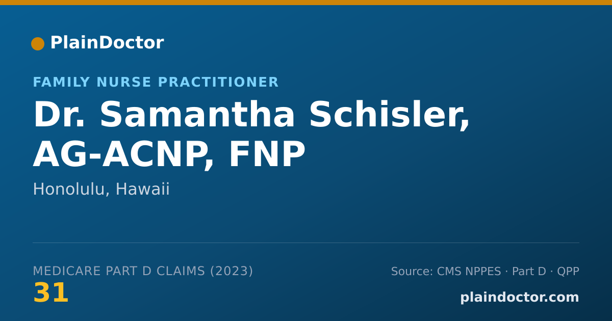 Shareable card for Samantha Schisler, AG-ACNP, FNP - Family Nurse Practitioner, Honolulu, HI