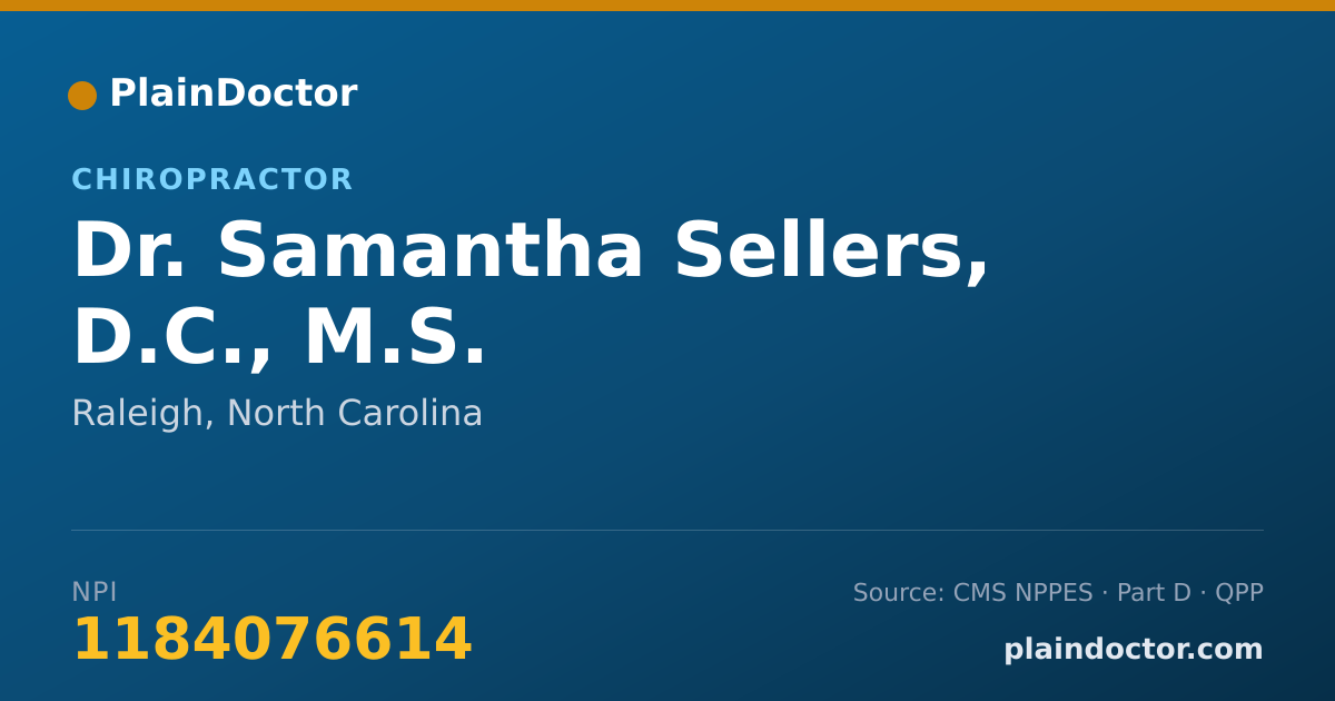 Shareable card for Samantha Sellers, D.C., M.S. - Chiropractor, Raleigh, NC