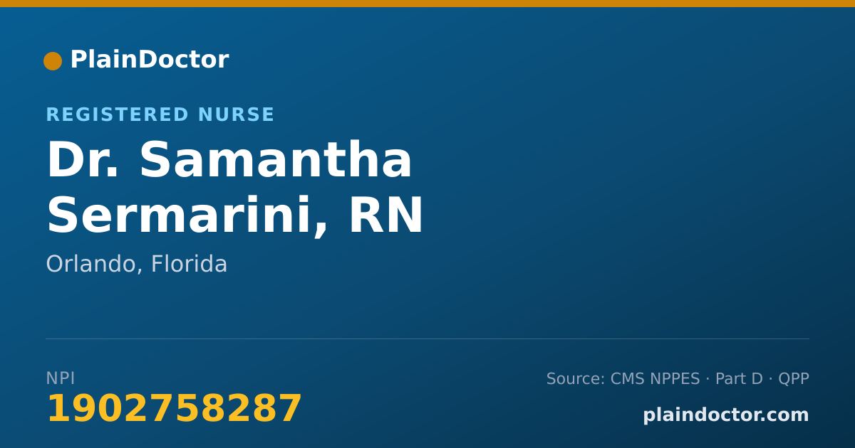 Shareable card for Samantha Sermarini, RN - Registered Nurse, Orlando, FL