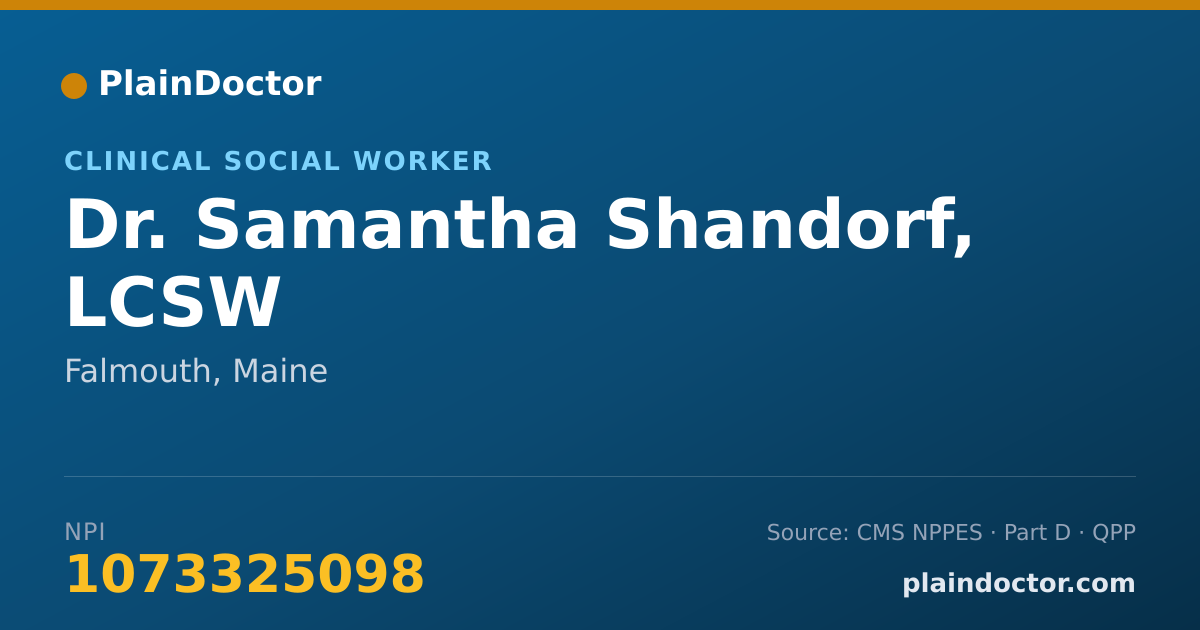 Shareable card for Samantha Shandorf, LCSW - Clinical Social Worker, Falmouth, ME