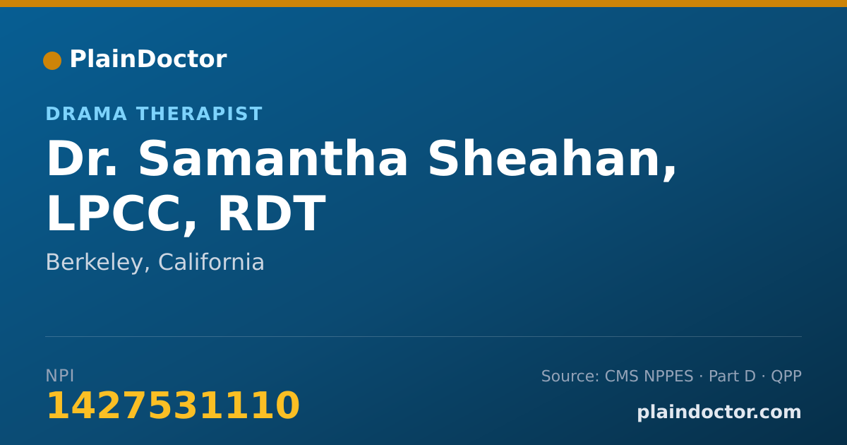 Shareable card for Samantha Sheahan, LPCC, RDT - Drama Therapist, Berkeley, CA