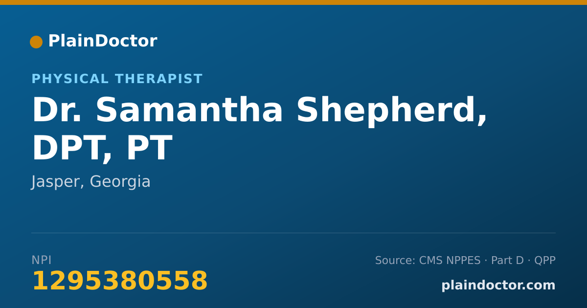 Shareable card for Samantha Shepherd, DPT, PT - Physical Therapist, Jasper, GA
