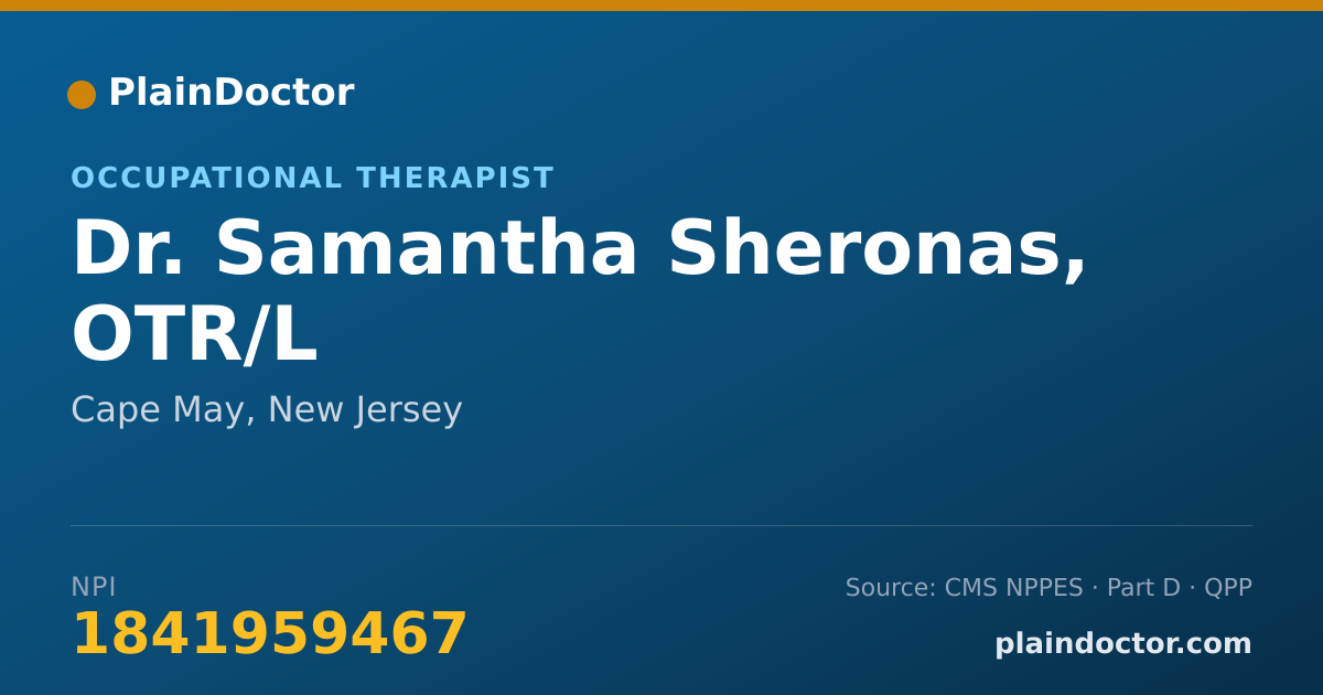 Shareable card for Samantha Sheronas, OTR/L - Occupational Therapist, Cape May, NJ