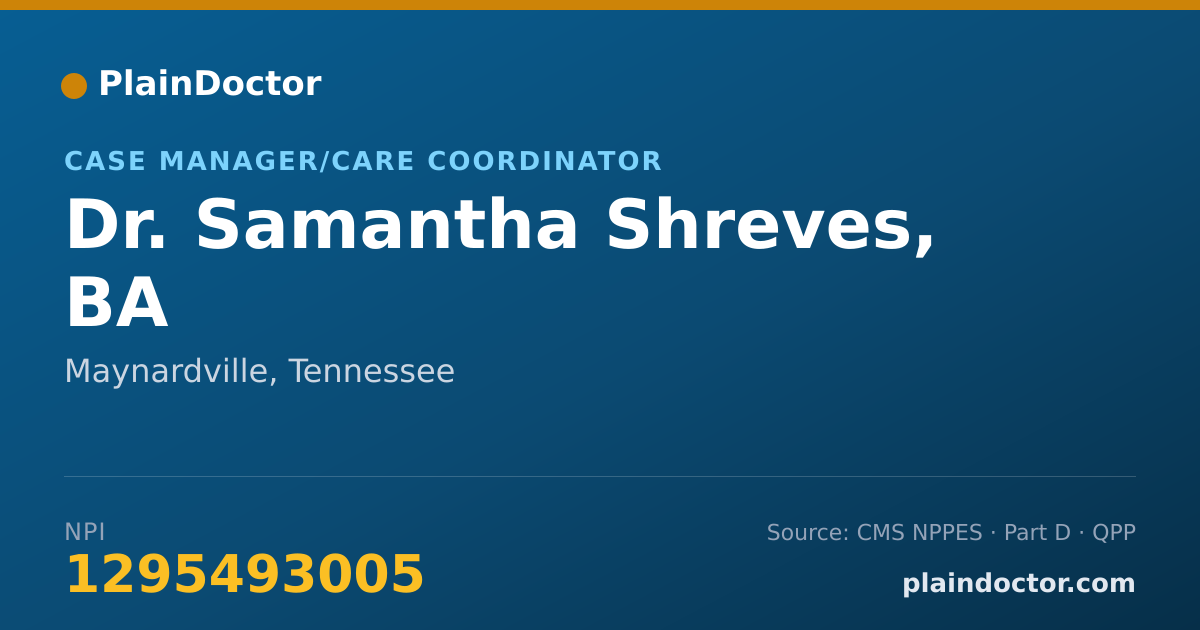 Shareable card for Samantha Shreves, BA - Case Manager/Care Coordinator, Maynardville, TN