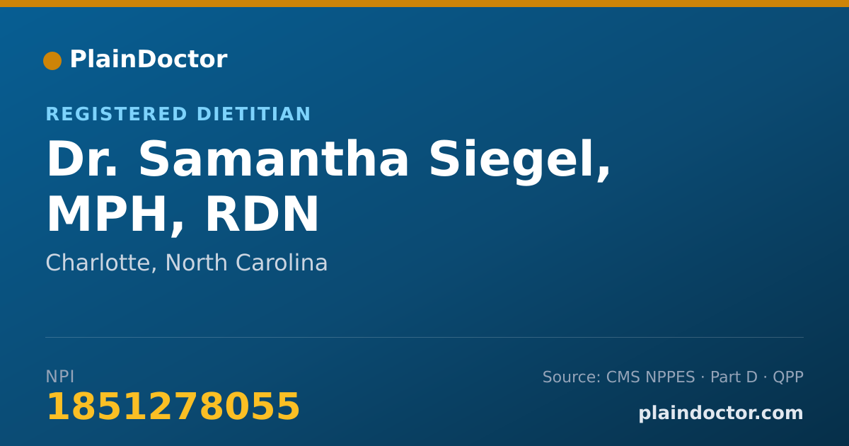 Shareable card for Samantha Siegel, MPH, RDN - Registered Dietitian, Charlotte, NC