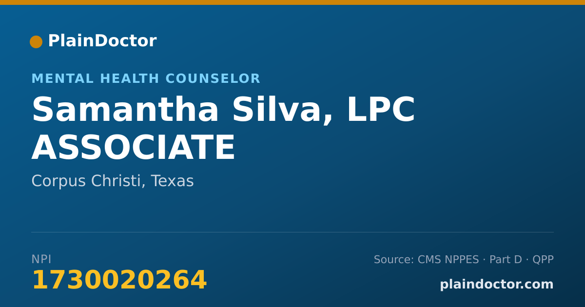 Shareable card for Samantha Silva, LPC ASSOCIATE - Mental Health Counselor, Corpus Christi, TX