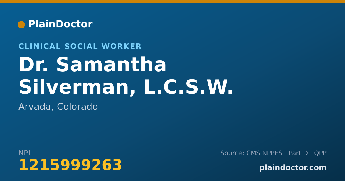 Shareable card for Samantha Silverman, L.C.S.W. - Clinical Social Worker, Arvada, CO