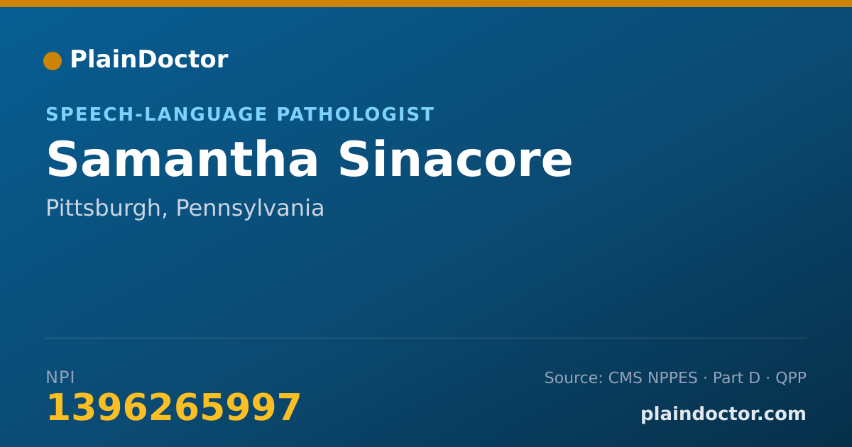 Shareable card for Samantha Sinacore - Speech-Language Pathologist, Pittsburgh, PA