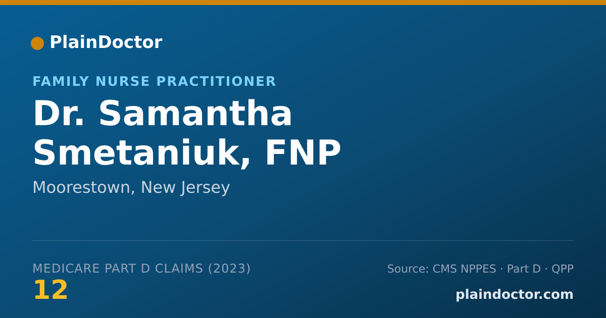 Shareable card for Samantha Smetaniuk, FNP - Family Nurse Practitioner, Moorestown, NJ