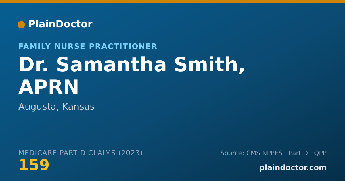 Shareable card for Samantha Smith, APRN - Family Nurse Practitioner, Augusta, KS