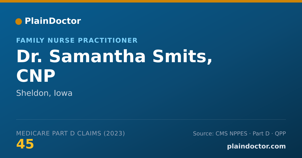 Shareable card for Samantha Smits, CNP - Family Nurse Practitioner, Sheldon, IA