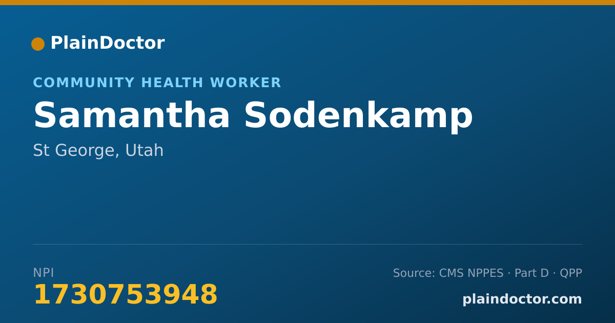 Shareable card for Samantha Sodenkamp - Community Health Worker, St George, UT
