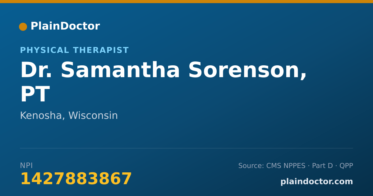 Shareable card for Samantha Sorenson, PT - Physical Therapist, Kenosha, WI