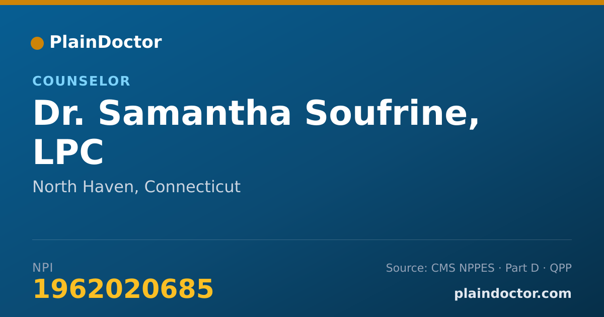 Shareable card for Samantha Soufrine, LPC - Counselor, North Haven, CT