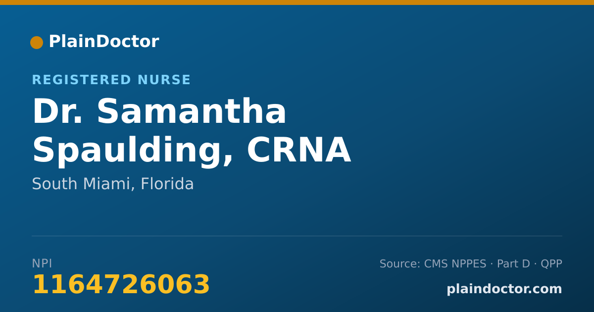 Shareable card for Samantha Spaulding, CRNA - Registered Nurse, South Miami, FL