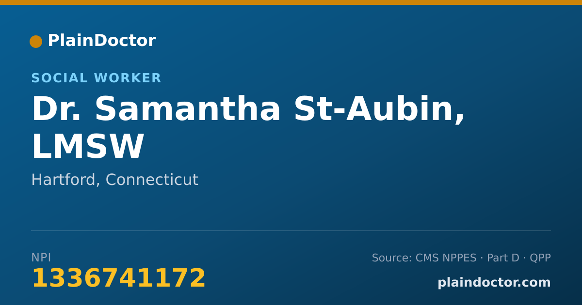 Shareable card for Samantha St-Aubin, LMSW - Social Worker, Hartford, CT