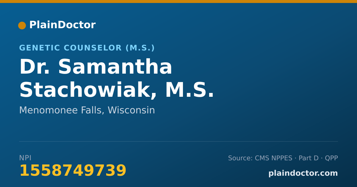 Shareable card for Samantha Stachowiak, M.S. - Genetic Counselor (M.S.), Menomonee Falls, WI