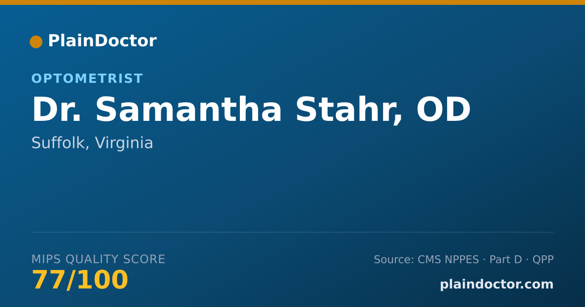 Shareable card for Samantha Stahr, OD - Optometrist, Suffolk, VA