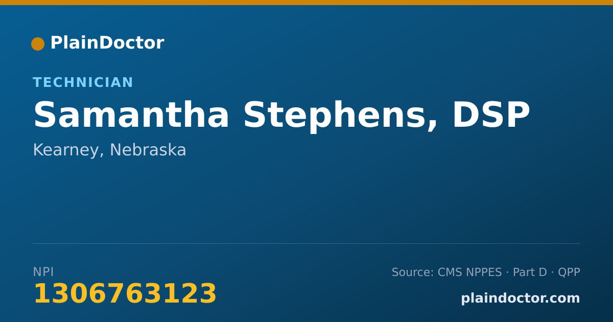 Shareable card for Samantha Stephens, DSP - Technician, Kearney, NE