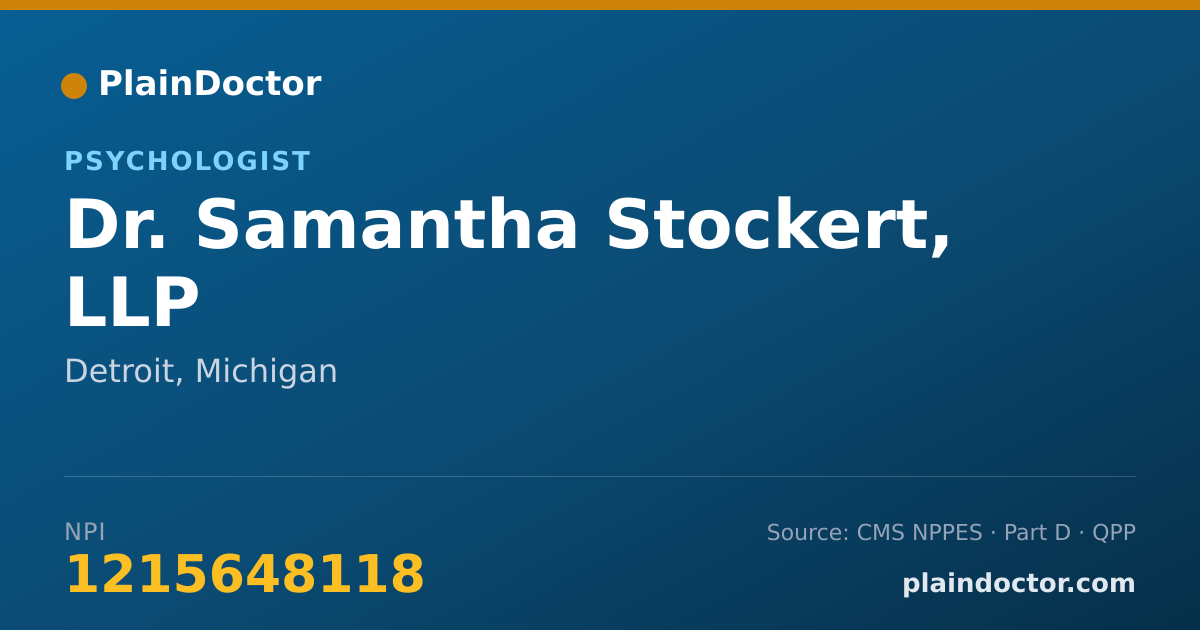 Shareable card for Samantha Stockert, LLP - Psychologist, Detroit, MI