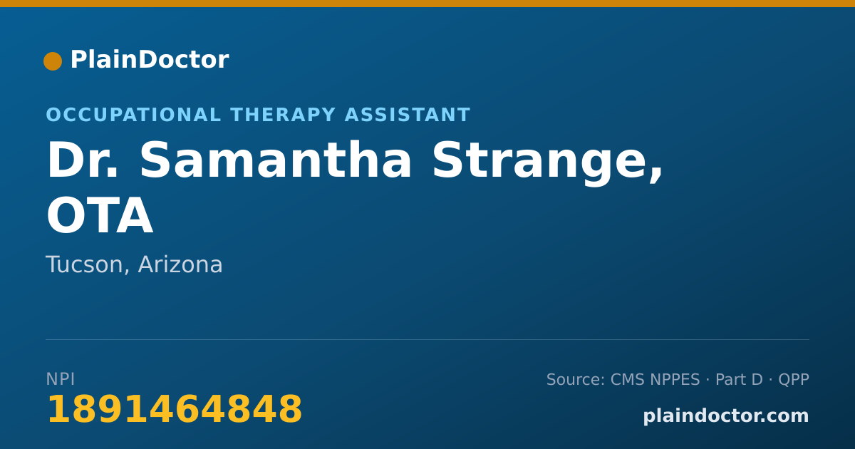 Shareable card for Samantha Strange, OTA - Occupational Therapy Assistant, Tucson, AZ